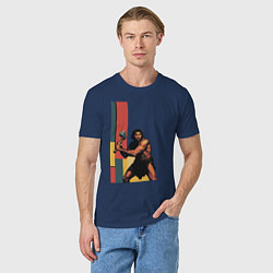 Футболка хлопковая мужская Поп-арт неандерталец, цвет: тёмно-синий — фото 2