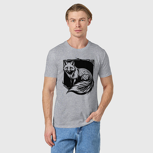 Мужская футболка Песец черный орнамент / Меланж – фото 3