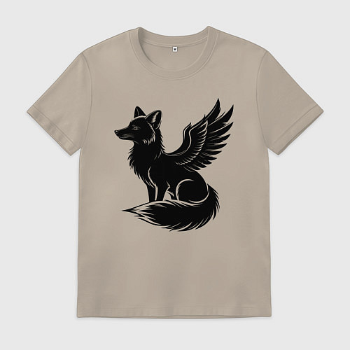 Мужская футболка Крылатый песец / Миндальный – фото 1