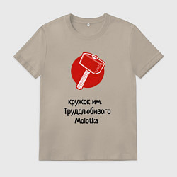 Футболка хлопковая мужская Кружок трудолюбивого молотка, цвет: миндальный