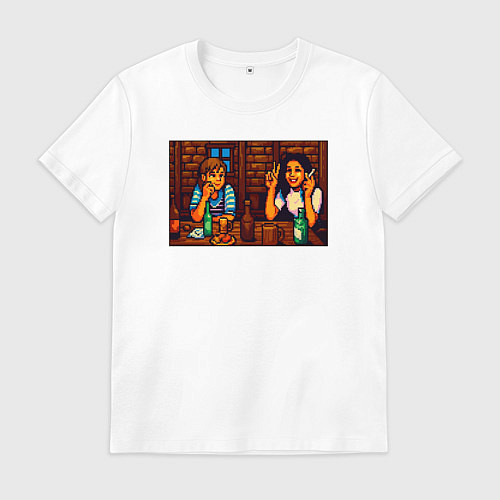 Мужская футболка День студента пиксель-арт мем / Белый – фото 1