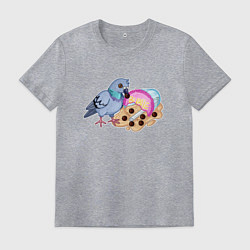 Футболка хлопковая мужская Голубь с бабл ти, цвет: меланж