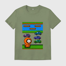 Футболка хлопковая мужская Кенни переходит дорогу в дос игре, цвет: авокадо