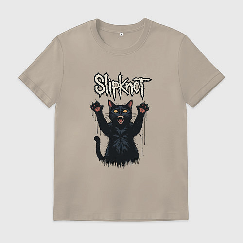 Мужская футболка Slipknot Кот с поднятыми лапами / Миндальный – фото 1
