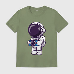 Футболка хлопковая мужская Космонавт фотограф, цвет: авокадо