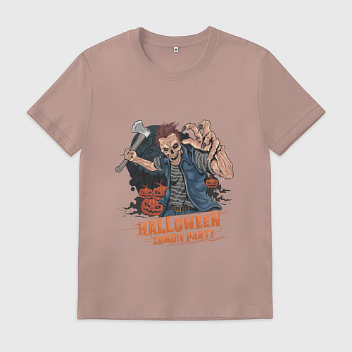 Мужская футболка Хэллоуин зомби пати / Пыльно-розовый – фото 1