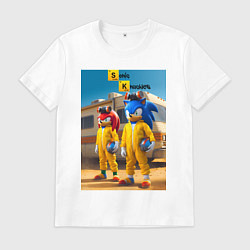 Футболка хлопковая мужская Ёжик Соник и ехидна пустились во все тяжкие, цвет: белый