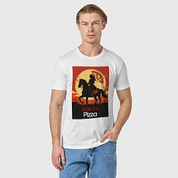 Футболка хлопковая мужская Ride for pizza, цвет: белый — фото 2