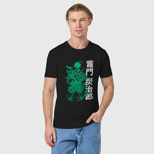 Мужская футболка Клинок рассекающий демонов - зеленый / Черный – фото 3