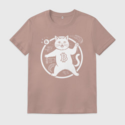 Мужская футболка Кот биткоин в круге
