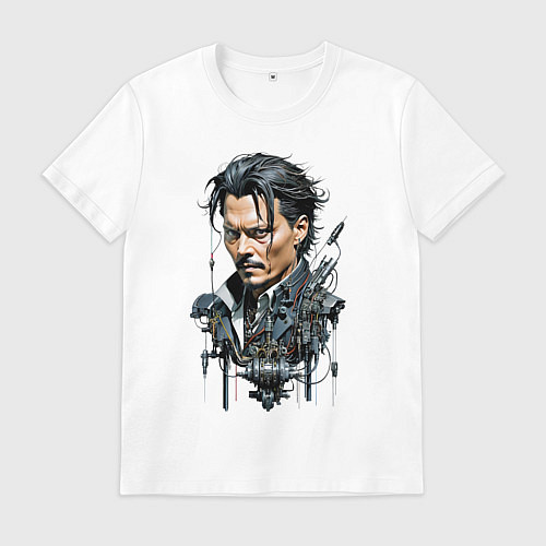 Мужская футболка Cyborg Johnny Depp / Белый – фото 1