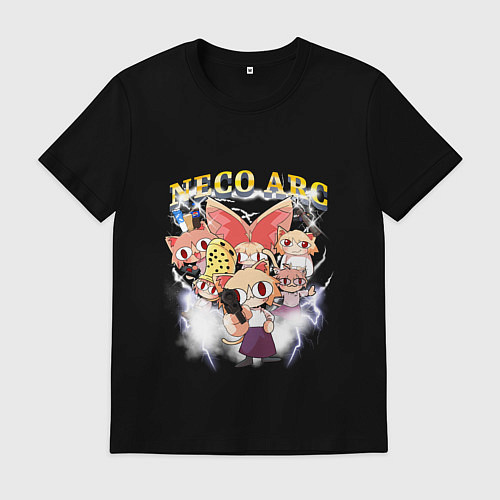 Мужская футболка Некоарк - Cat metal - only black - anime meme / Черный – фото 1