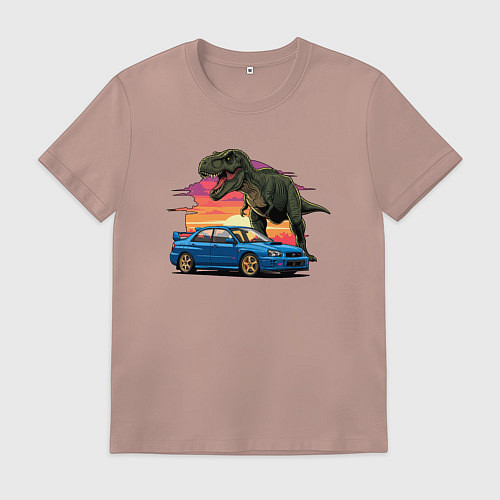 Мужская футболка Субару и динозавр / Пыльно-розовый – фото 1