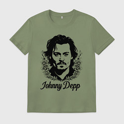 Мужская футболка Джонни Депп в цветах