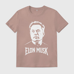 Футболка хлопковая мужская Взгляд в космос Илона Маска, цвет: пыльно-розовый