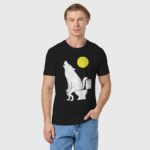 Мужская футболка Срущий волк / Черный – фото 3