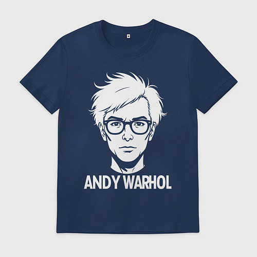 Мужская футболка Энди Уорхол в аниме стиле / Тёмно-синий – фото 1