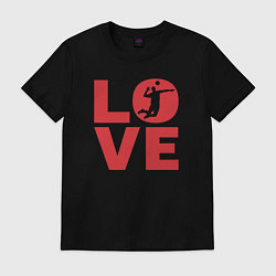 Футболка хлопковая мужская Любовь и волейбол, цвет: черный