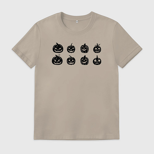 Мужская футболка Черные тыквы на Хэллоуин / Миндальный – фото 1