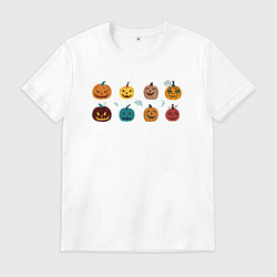 Мужская футболка Разноцветные тыквы Джека на Хэллоуин
