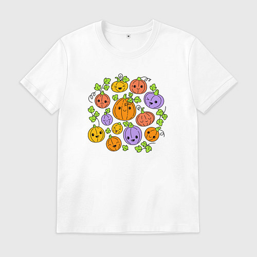 Мужская футболка Тыковки на хэллоуин / Белый – фото 1