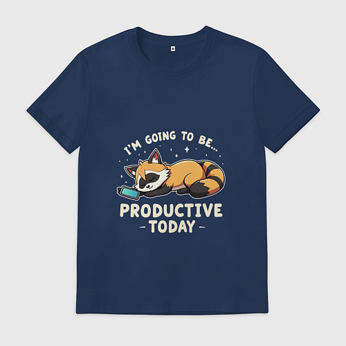 Мужская футболка Супер продуктивный енот / Тёмно-синий – фото 1