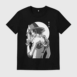 Футболка хлопковая мужская One piece Луффи взрослый, цвет: черный