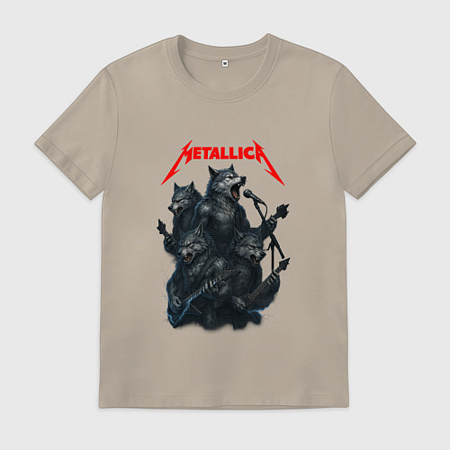 Мужская футболка Metallica волки / Миндальный – фото 1
