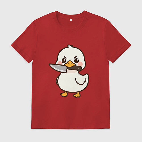Мужская футболка Утенок с ножом / Красный – фото 1