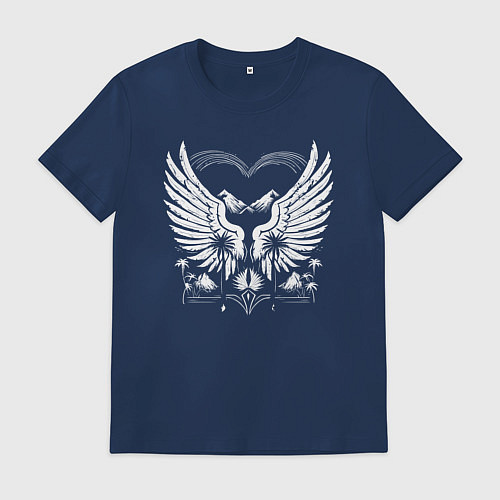 Мужская футболка Сердце гор с крыльями / Тёмно-синий – фото 1