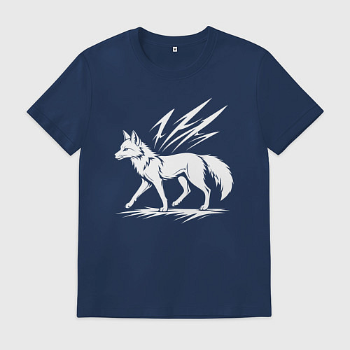 Мужская футболка Лисица с молниями / Тёмно-синий – фото 1