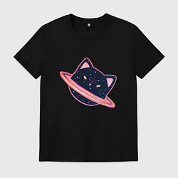 Футболка хлопковая мужская Бесконечный кот, цвет: черный