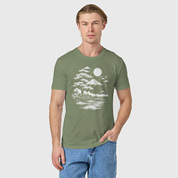 Футболка хлопковая мужская Лунная гармония Фудзи, цвет: авокадо — фото 2