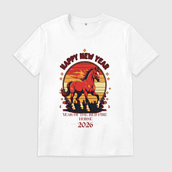 Мужская футболка Красный огненный конь символ 2026