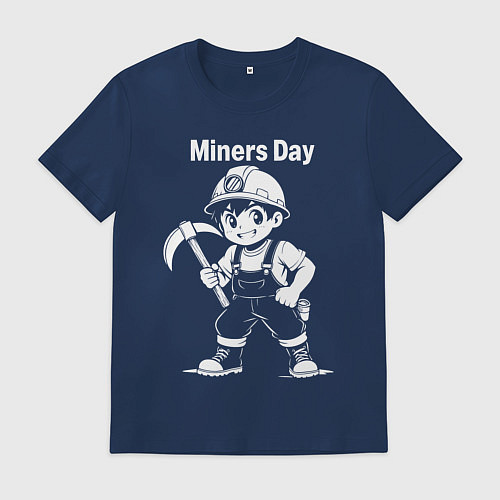 Мужская футболка День шахтера аниме / Тёмно-синий – фото 1