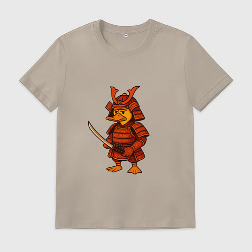 Мужская футболка Утёнок-самурай / Миндальный – фото 1