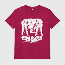 Мужская футболка Олень в новогоднем лесу