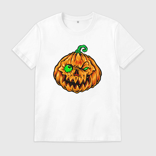 Мужская футболка Тыква на хэллоуин / Белый – фото 1