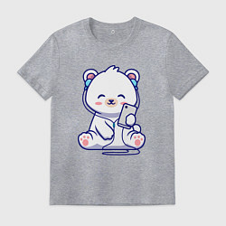 Футболка хлопковая мужская Music white bear, цвет: меланж