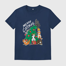 Мужская футболка Merry catmas