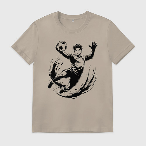 Мужская футболка Вратарь ловит мяч / Миндальный – фото 1