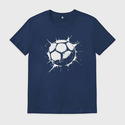 Мужская футболка Футбольный мяч в белой краске / Тёмно-синий – фото 1