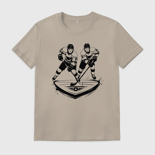 Мужская футболка Хоккейная дуэль / Миндальный – фото 1