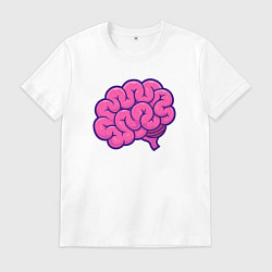 Футболка хлопковая мужская Pinky brain, цвет: белый