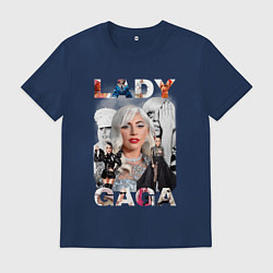 Футболка хлопковая мужская Lady GaGa винтаж, цвет: тёмно-синий