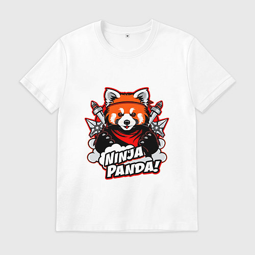 Мужская футболка Ниндзя-панда в бою / Белый – фото 1