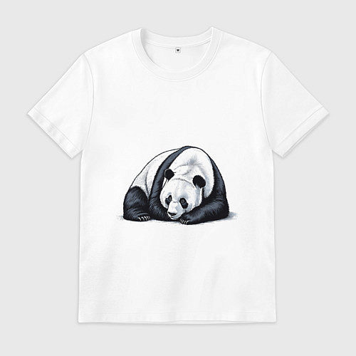 Мужская футболка Лежащая панда / Белый – фото 1