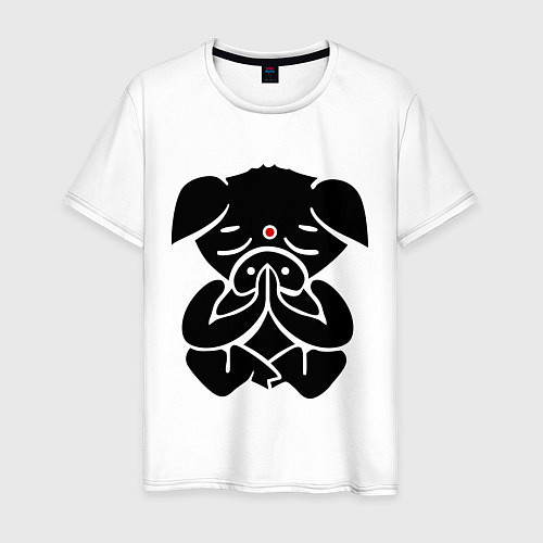 Мужская футболка Медитирующая свинка / Белый – фото 1