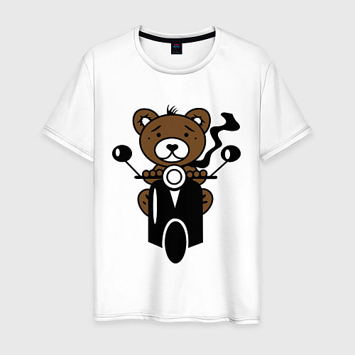 Мужская футболка Медведь на мотороллере / Белый – фото 1