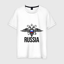 Футболка хлопковая мужская Russia, цвет: белый